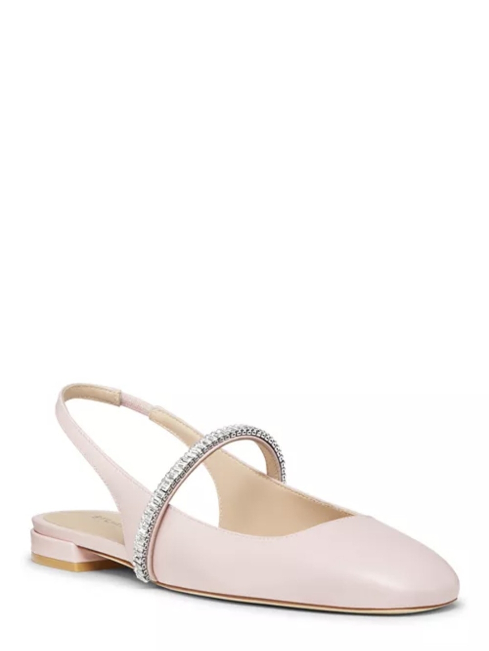 Crystal Strap Pink Slingback Flats